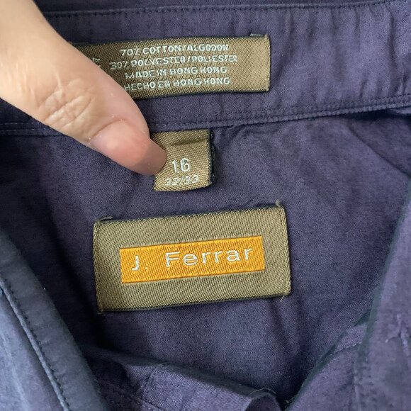 J. Ferrar Mens Purple Button-Up Long Sleeve Shirt Size 16 Cotton Blend - Picture 6 of 6